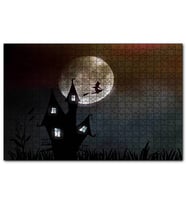 Cakapuzzle Şato Dolunay ve Süpürgeli Cadı  Puzzle Yapboz MDF (Ahşap) (1000 Parça)