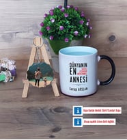 Anneler Günü Hediyesi Kupa Bardak Beyaz ve Fotoğraflı Ahşap Anahtarlık Hediye (Model 9)