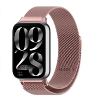 Sneezy Xiaomi Mi Band 8 Pro Uyumlu Woven Wire Tasarım Metal Hasır Kordon (Rose)