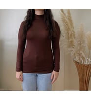 Kadın Uzun Kollu Yarım Balıkçı Yaka 1 Adet (Kahverengi)