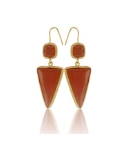 Kadir Jewellery 22 Ayar Altın Kaplama Kadın Sallantılı Küpe -El İşçiliği Ve Hipoalerjenik Küpe (Kırmızı)