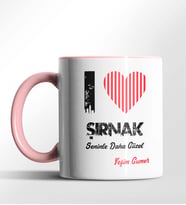 Kişiye Özel Şırnak Seninle Daha Güzel Tema Siyah Renk Kupa (Pembe)
