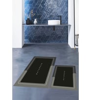 EVDEYA Dijital Baskılı Yıkanabilir Bathroom Yazılı Banyo Paspası Klozet Takımı, KLOZET-1-GRİ, (Siyah)