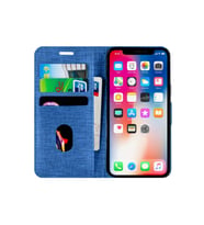 Buway Samsung Galaxy J6 Plus Kartvizitli Cüzdan Kılıf (Mavi)