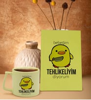 BK Gift Esprili Tasarım Serisi Sarı Sert Kapaklı Defter ve Middle Kupa Seti, Arkadaşa Hediye, Yeni İş Hediyesi, Doğum Günü Hediyesi (Model 14)