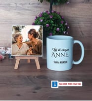 Anneye Doğum Günü Hediyesi Fotoğraflı Dekoratif Taş, Kupa Bardak Beyaz Hediye (Model 1)