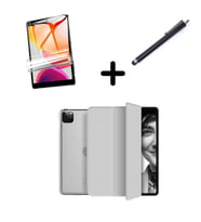 Apple iPad Pro 12.9 3. 4. 5. 6. Nesil Kılıf Set PU Deri Smart Tablet Kilifi Ekra (Gri)