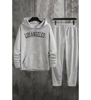 Unisex Los Angles Baskılı Eşofman Takımı (Gri)