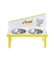 Kedi ve Köpek Mama ve Su Kabı - 2'Li Çelik Kaseli (Sarı)