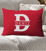 BK Gift Kişiye Özel Harfli Premium Kumaş Dikdörtgen Yastık Kılıfı-1 (SADECE YASTIK KILIFI), Ev Dekorasyonu, 5 Farklı Renk Seçeneği (Kırmızı)