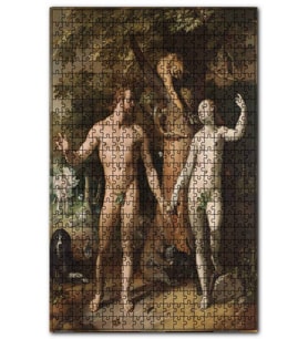 Cakapuzzle Adem ile Havva Yağlıboya Çizim Puzzle Yapboz MDF (Ahşap) (1000 Parça)