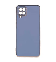 Galaxy A12 Kılıf Zore Bark Kenarları Altın Renk Kılıf (Açık Mavi)