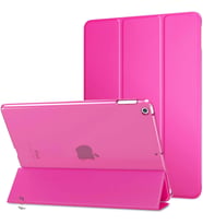 Apple iPad 6. Nesil 9.7 Kılıf PU Deri Smart Standlı Case A1893 A1954 (Koyu Pembe)