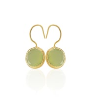 Kadir Jewellery 22 Ayar Altın Kaplama Kadın Taşlı Küpe -El İşçiliği Ve Hipoalerjenik Küpe -E01 (Zeytin Yeşili)
