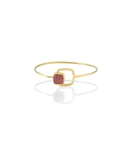 Kadir Jewellery 22 Ayar Altın Kaplama El İşçiliği Zirkon Taşlı Kadın Kelepçe Bilezik (Pembe)