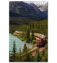 Cakapuzzle Orman ve Göl Kıyısından Geçen Tren ve Dağlar Puzzle Yapboz MDF(Ahşap) (1000 Parça)