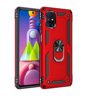 Galaxy M51 Kılıf Yüzüklü Zırh Tank Vega (Kırmızı)