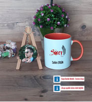 Savcı Kupa Bardak Beyaz ve Fotoğraflı Ahşap Anahtarlık Hediye (Model 13)