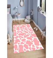 Dijital Baskılı Kaymaz Taban Yıkanabilir Kolay Temizlenir Modern Çocuk Odası Halısı NDÇ-HP-597 (Pembe)