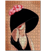 Cakapuzzle Pembe Çiçekli Şapkalı Kadın Görseli Puzzle Yapboz MDF (Ahşap) (500 Parça)