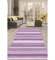 Dijital Kaymaz Taban Yıkanabilir Modern Renkli Salon Halısı Mutfak Halısı Yolluk ND-HT-1002 (Mor-Krem)