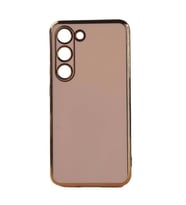 Galaxy S23 Plus Kılıf Kamera Korumalı Altın Kenar Tasarım Silikon (Rose)