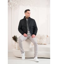 SİR DİK YAKA BELİ LASTİKLİ ASTARLI FERMUARLI ERKEK KAPİTONE SPOR MONT (Siyah)