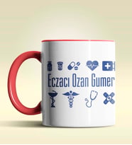 Kişiye Özel Eczacı 2 Tasarımlı Turuncu Kupa Bardak (Kırmızı)