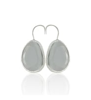 Kadir Jewellery Gümüş Kaplama Fosil Taşlı Küpe -El İşçiliği Ve Hipoalerjenik Küpe (Gri)