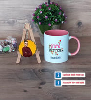 Drama Öğretmeni Kupa Bardak Beyaz ve Fotoğraflı Ahşap Anahtarlık Hediye (Model 6)
