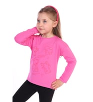 Toontoy Kız Çocuk 4lü Ayıcık Baskılı Tişört (Fuşya)