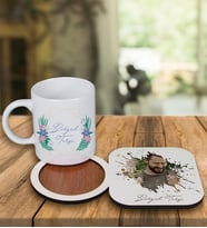 Kişiye Özel Tasarım Kupa Bardak Ve Fotoğraflı Ahşap Bardak Altlığı 99368 (Yeşil)