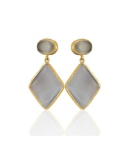 Kadir Jewellery 22 Ayar Altın Kaplama Kadın Sallantılı Küpe -El İşçiliği Ve Hipoalerjenik Küpe (Gri)