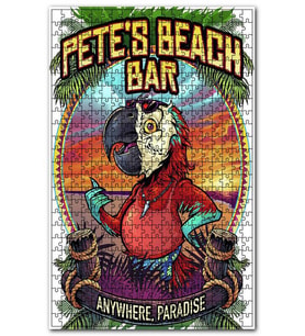 Cakapuzzle Pete Beach Bar Papağan Puzzle Yapboz MDF (Ahşap) (1000 Parça)