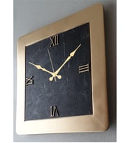 Markakanvas Mermer Desenli  GOLD Kare Duvar Saati MKS993ALTN4 (Altın)