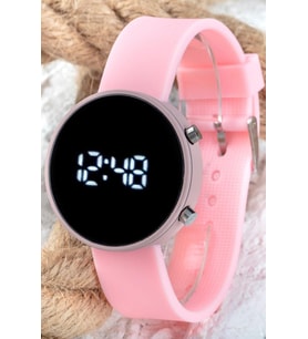 Led Watch Toz Pembe Renk Dijital Bayan Yetişkin Kız Çocuk Kol Silikon Saati ST-3