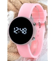Led Watch Toz Pembe Renk Dijital Bayan Yetişkin Kız Çocuk Kol Silikon Saati ST-3