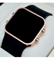 Siyah Silikon Kordonlu Rose Metal Kasa Unisex Model Dijital Saat ST-303567