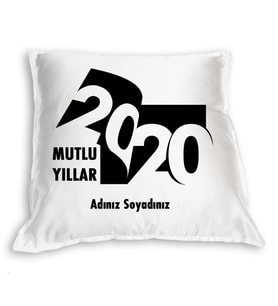 2020 Tasarımlı İsme Özel Saten Yeni Yıl Yastığı