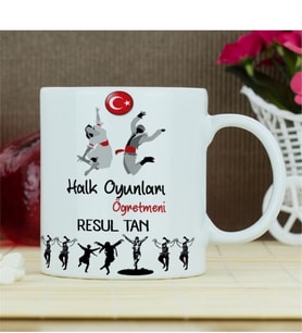 Halk Oyunları Öğretmenine Hediye Kupa Bardak - Beyaz