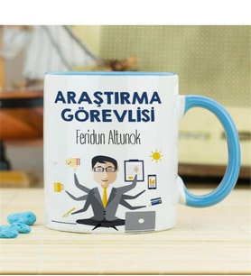 Araştırma Görevlisi Mavi Tasarım Kupa Bardak