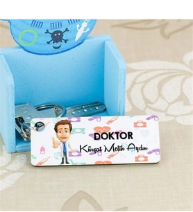 Doktor Erkek Figür Siyah Tasarım Anahtarlık