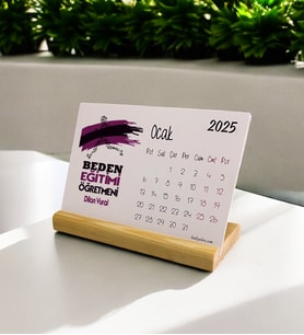 2025 Beden Eğitimi Öğretmenine Hediye Mor Tasarım Masa Takvimi