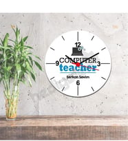 Computer Teacher Mavi Tasarım Duvar Saati