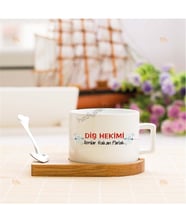 Diş Hekimi Kırmızı Tasarım Stantlı Fincan