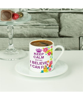 English Teacher Çiçek Figür Kahve Fincanı