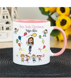 Ana Okulu Öğretmenine Hediye Kupa Bardak - Pembe