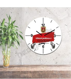 Uzman Jandarma Kırmızı Tasarım Duvar Saati