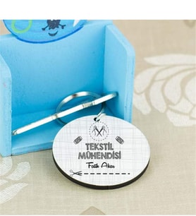 Tekstil Mühendisi Siyah Tasarım Anahtarlık