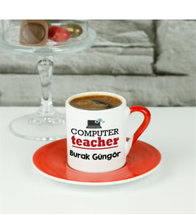 Computer Teacher Kırmızı Tasarım Kahve Fincanı